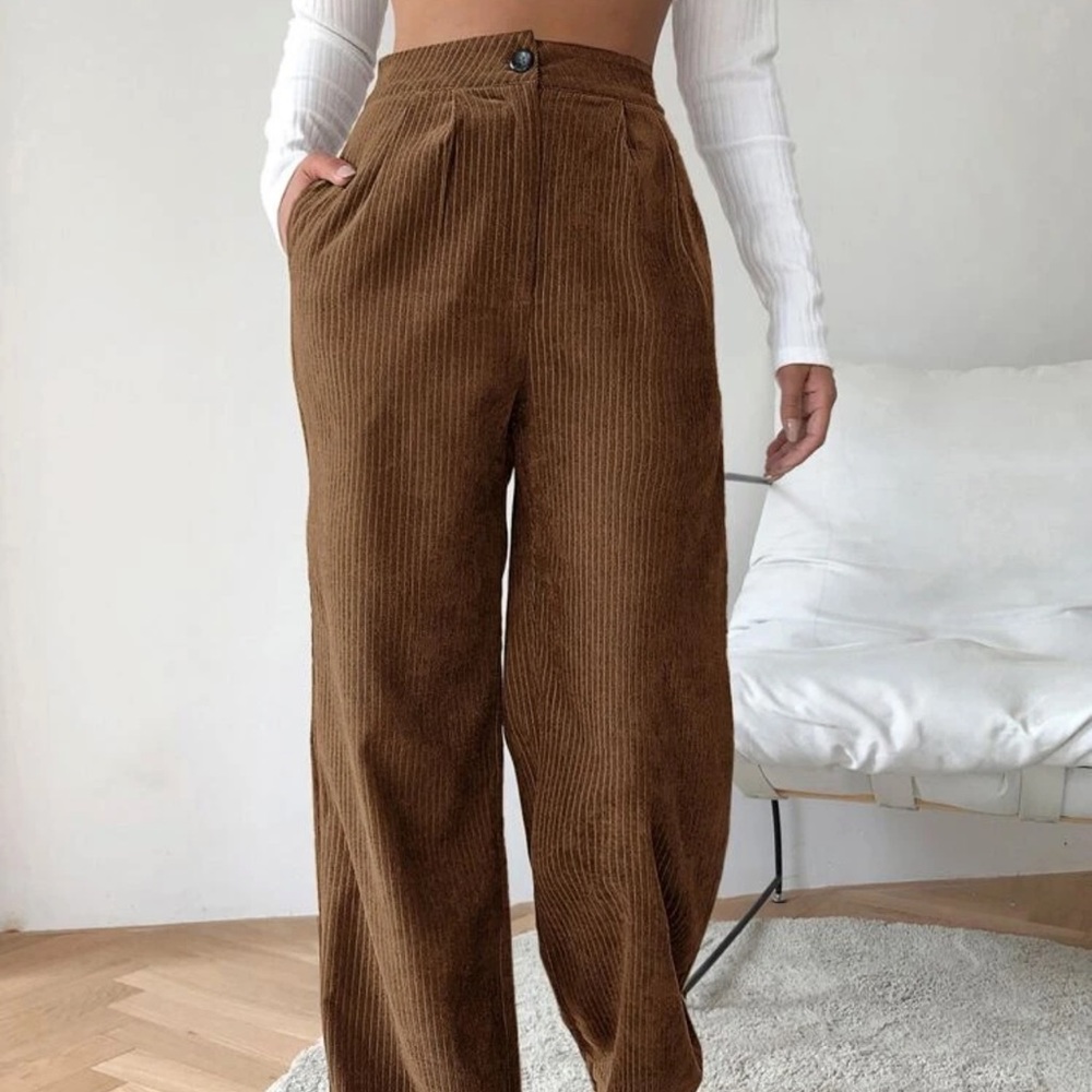 SHEIN High Waist Cord Wide Leg Pants